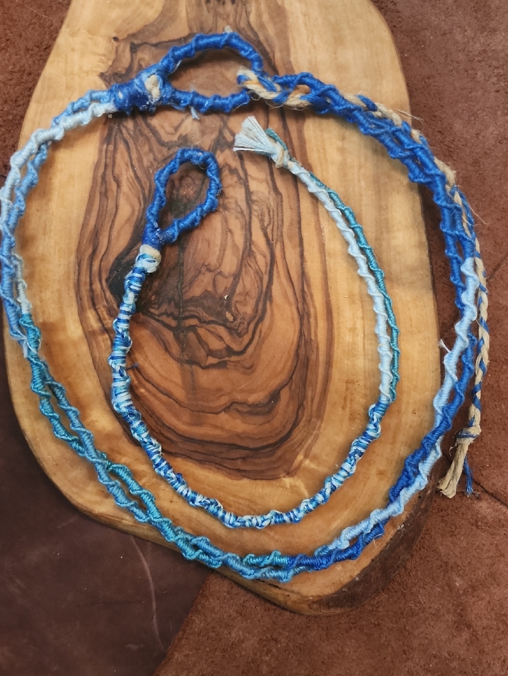 Handmade Blue Ombre Macrome Choker And Bracelet Set